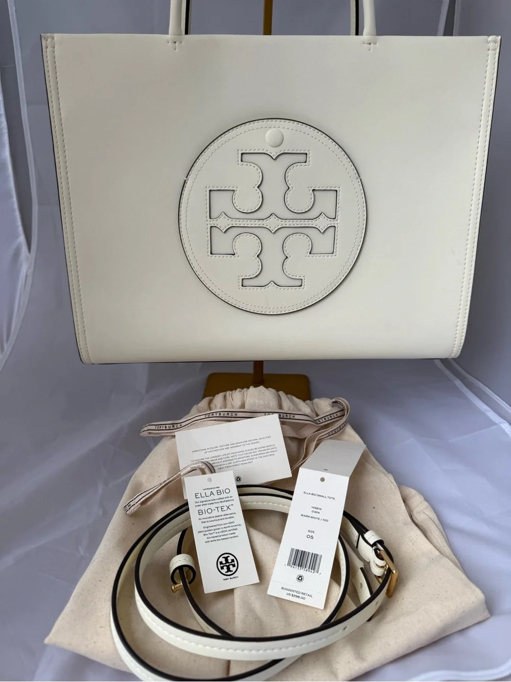Tory Burch Ella Bio Small Tote | Warm White | Includes Tags & Dust Bag